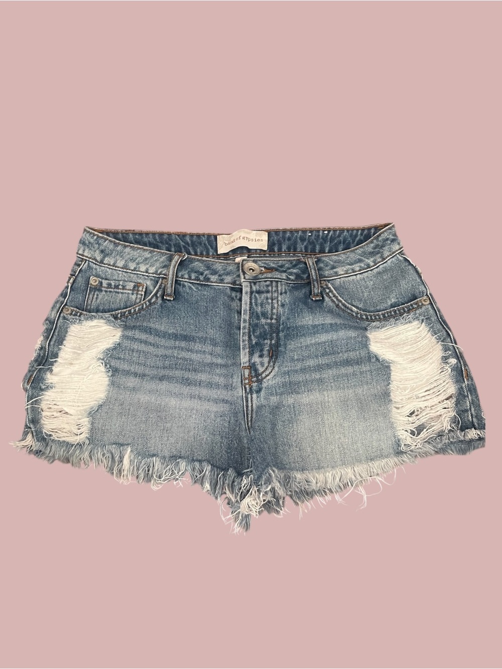 Band of Gypsies Women’s Size 26 Distressed Jean Denim Cutoff Shorts Frayed Boho